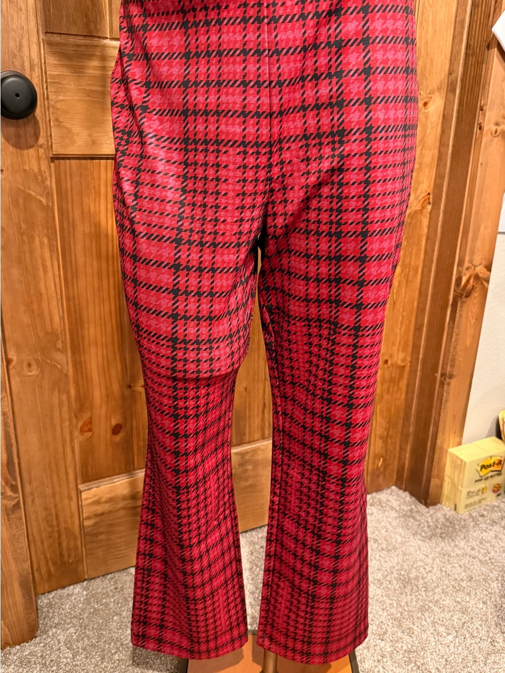 Sanctuary Red and Black Plaid Boot Cut Pants